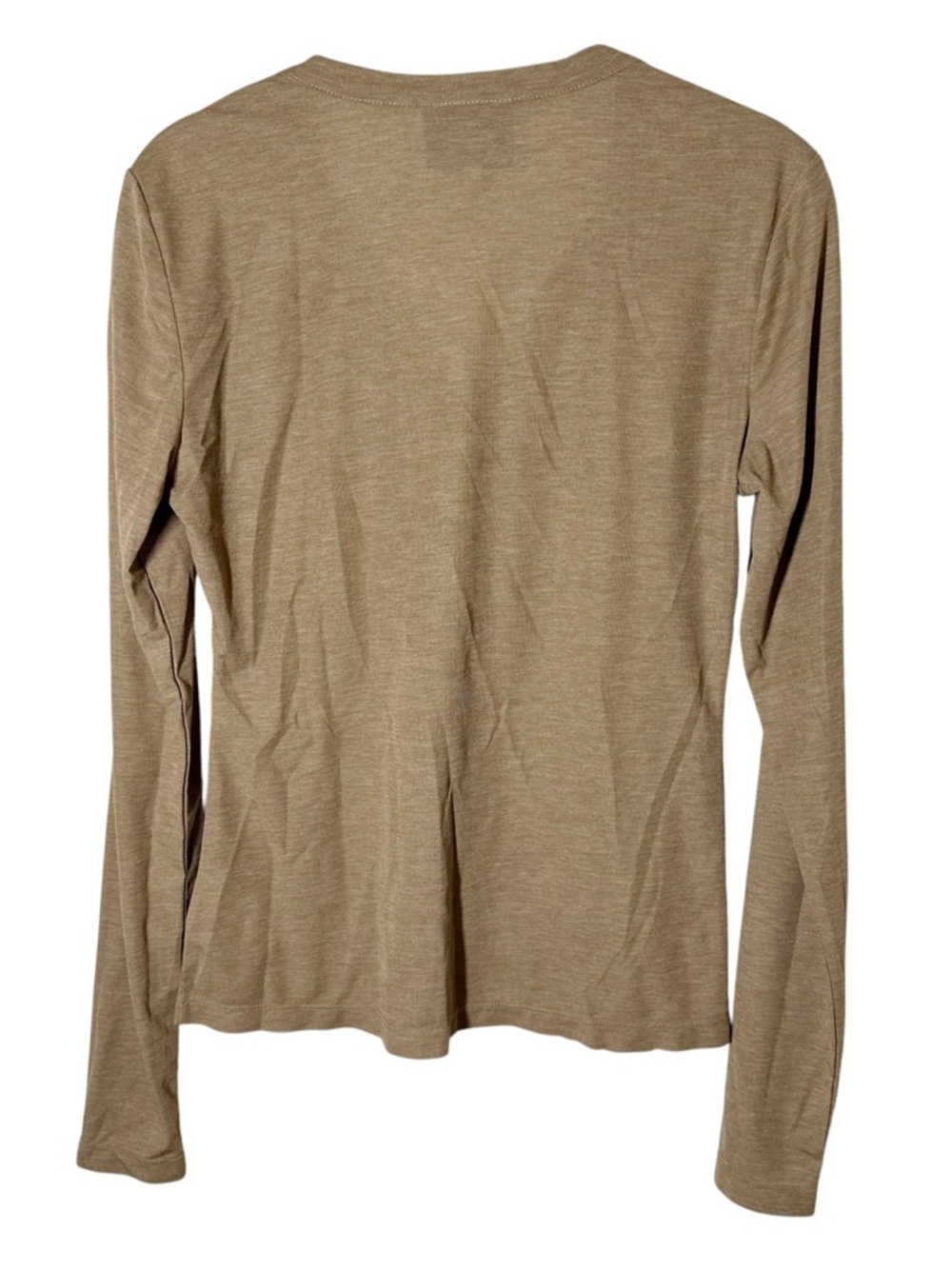 Reformation Womens Harriet Long Sleeve Henley Top Camel Tan Sz M - Picture 3 of 5